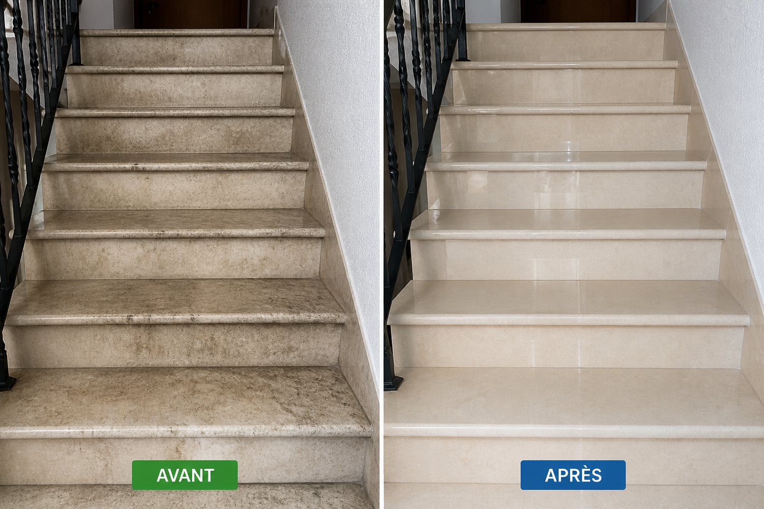 Illustration avant et après : Escaliers